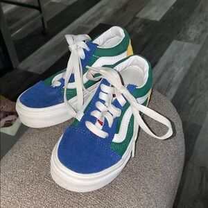 Vans Old School Yacht Club Suede Kids Sneaker Blue, Green & Yellow (worn once)
